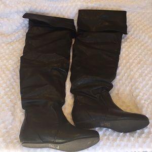 Black Knee high faux leather boots